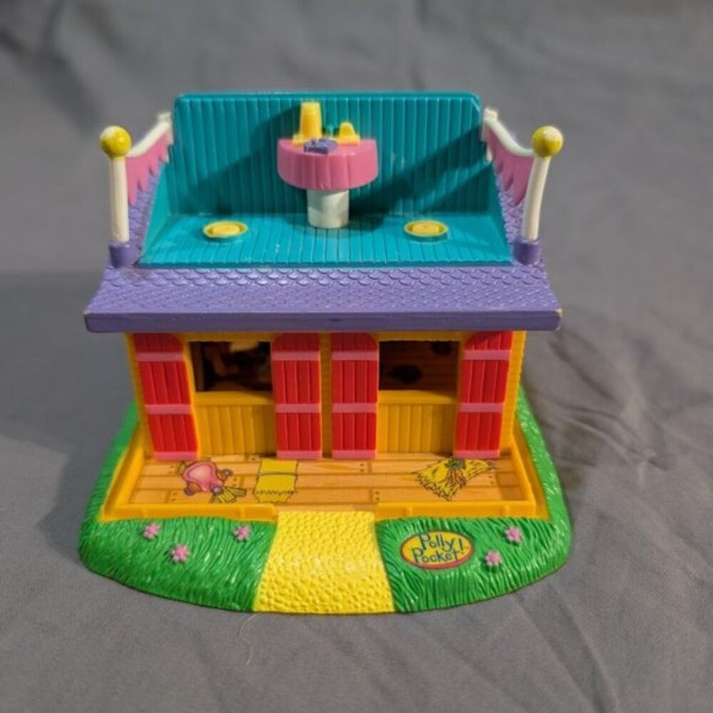 Polly Pocket Pony Ride Action Stables House Compact 1998 Vintage Collectable
